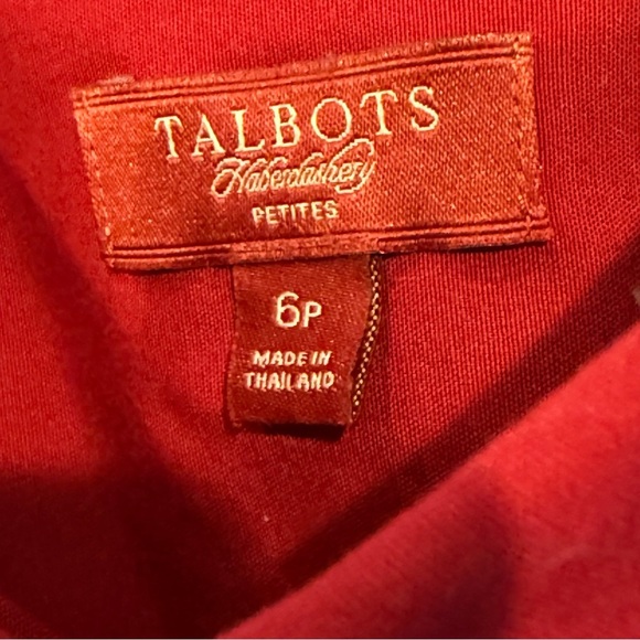 Talbots Womens Red Button Down Shirt 6P Long Sleeve Cotton Career Office Classic - Picture 9 of 12